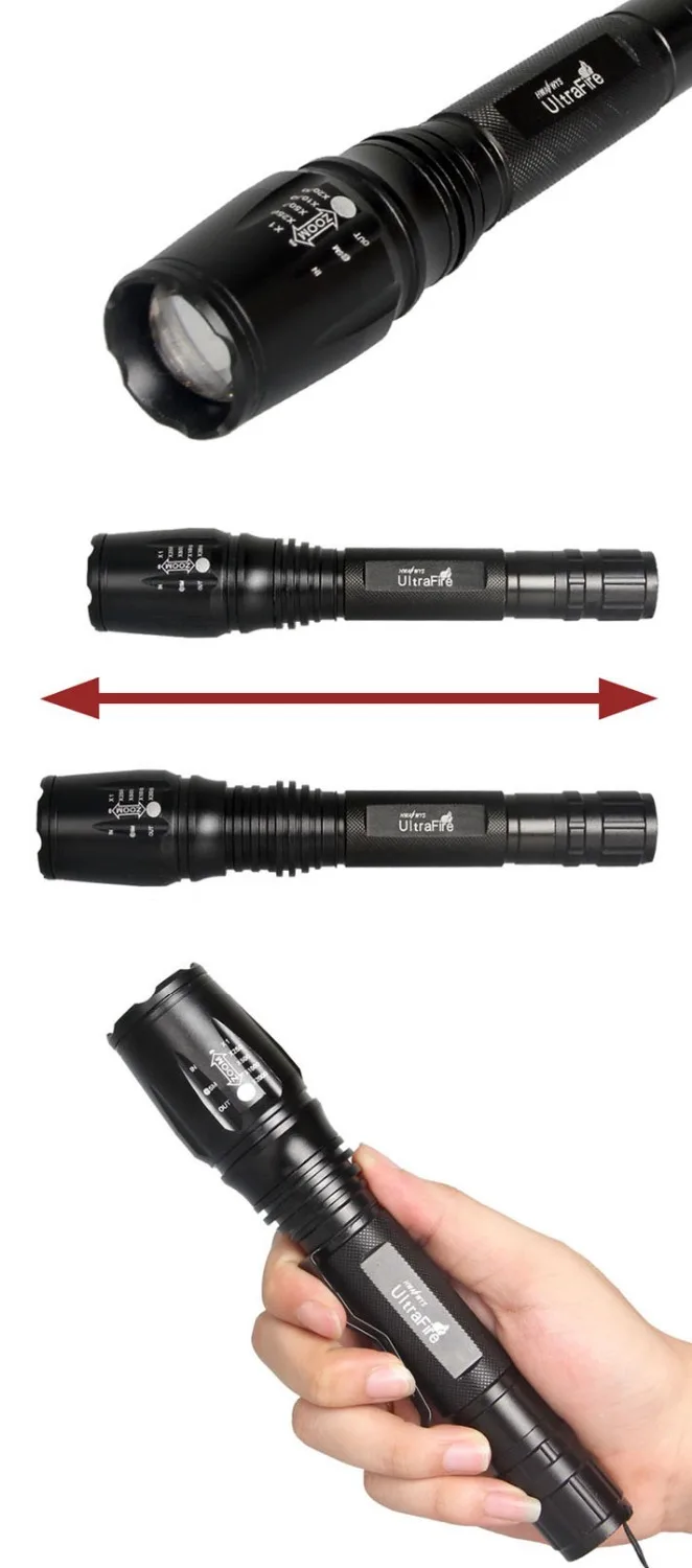 CrazyFire CREE XM-L T6 1600 Lumens Flashlight Torch Waterproof LED 5-Mode Portable Zoomable 18650 Hunting Camping Lantern Torch 
CrazyFire CREE XM-L T6 1600 Lumens Flashlight Torch Waterproof LED 5-Mode Portable Zoomable 18650 Hunting Camping Lantern Torch