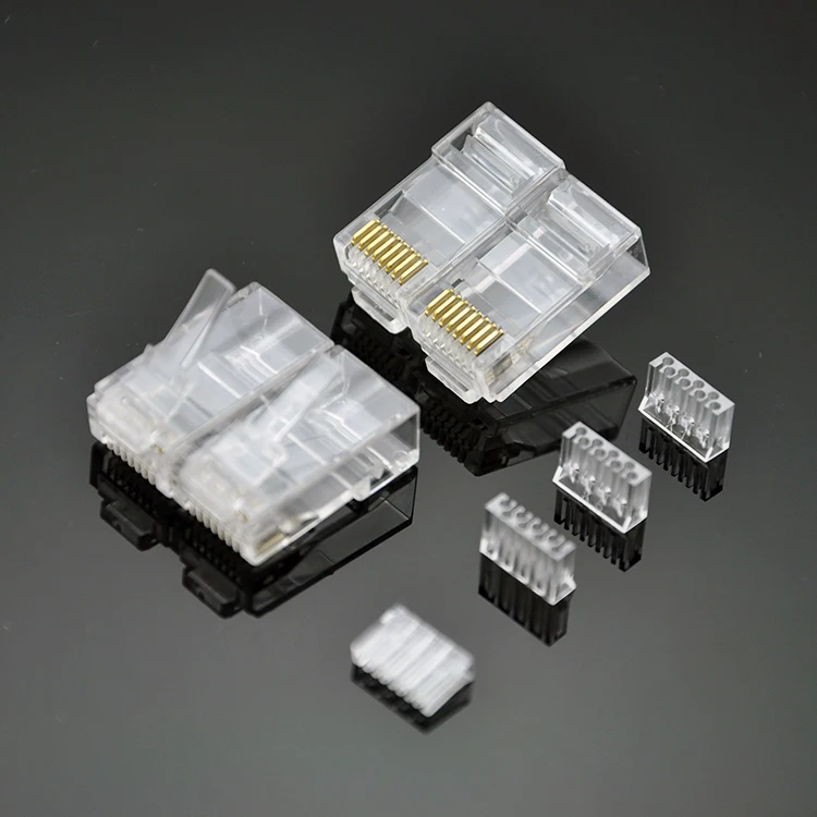 RJ45 CAT6 Modular Plugs UTP Includes Plastic Insert Loading Bar For Wires Distribution - Three Prongs Blade
RJ45 CAT6 Modular Plugs UTP Includes Plastic Insert Loading Bar For Wires Distribution - Three Prongs Blade