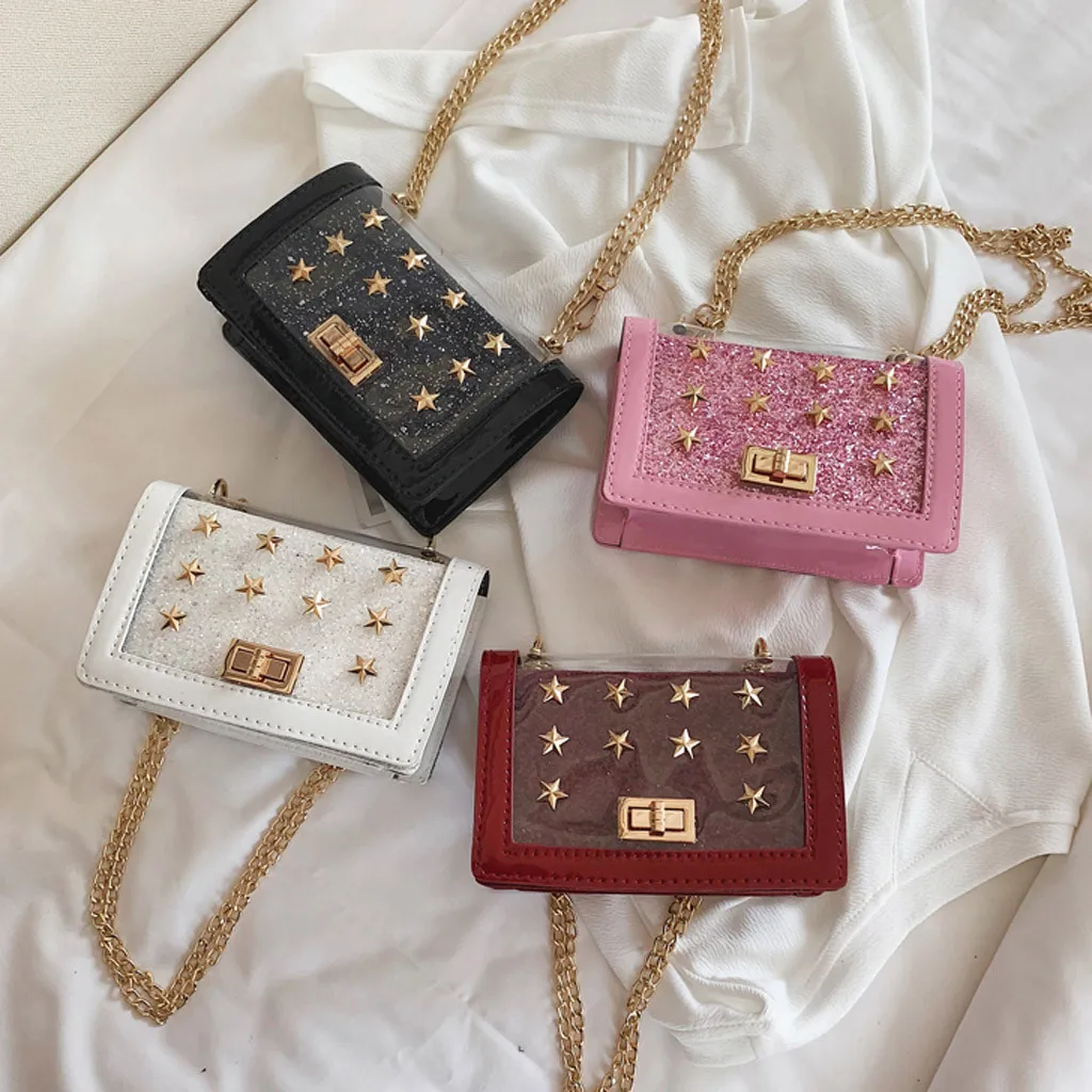 Women's bag fashion shoulder star pattern Messenger sequin transparent sac main femme torebka damska shopper bolsa feminina
Women's bag fashion shoulder star pattern Messenger sequin transparent sac main femme torebka damska shopper bolsa feminina