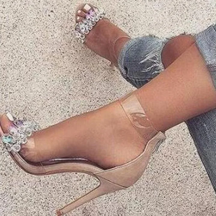 Elegant Crystal Embellished Women Sandals Cut-out Peep Toe Clear PVC Ankle Strap Gladiator Sandals Women Wedding Shoes Bride
Elegant Crystal Embellished Women Sandals Cut-out Peep Toe Clear PVC Ankle Strap Gladiator Sandals Women Wedding Shoes Bride