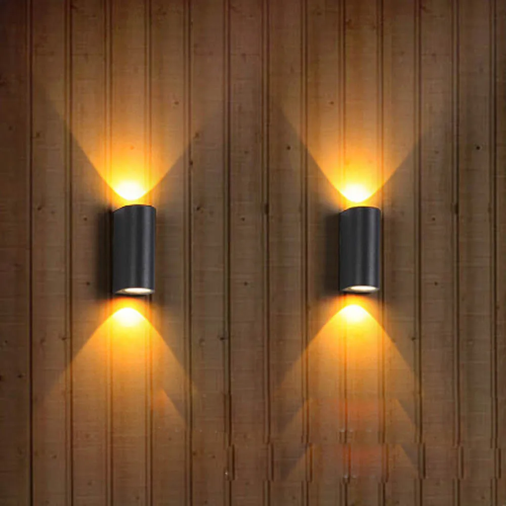 IP44 6w Outdoor Double Up & Down Wall Light LED bulbs Included - BLACK Creative Balcony Garden Light*