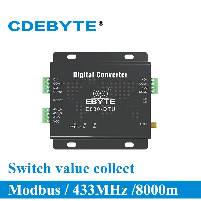 E830-DTU(2R2-433L) 433MHz Modbus RTU Switch Value Acquistion 2 Channel 30dBm Wireless RF Transceivers
E830-DTU(2R2-433L) 433MHz Modbus RTU Switch Value Acquistion 2 Channel 30dBm Wireless RF Transceivers