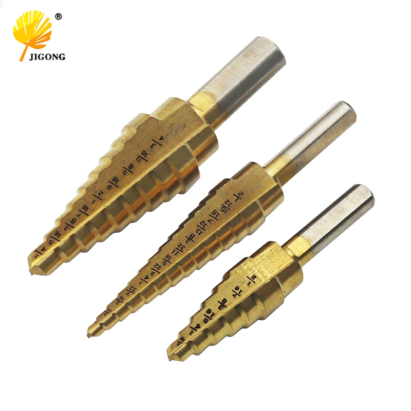 3pcs/set Titanium Coated Step Drill Bits for Metal Set Quick-change 1/4 inch Shank Woodworking Power Tools
3pcs/set Titanium Coated Step Drill Bits for Metal Set Quick-change 1/4 inch Shank Woodworking Power Tools