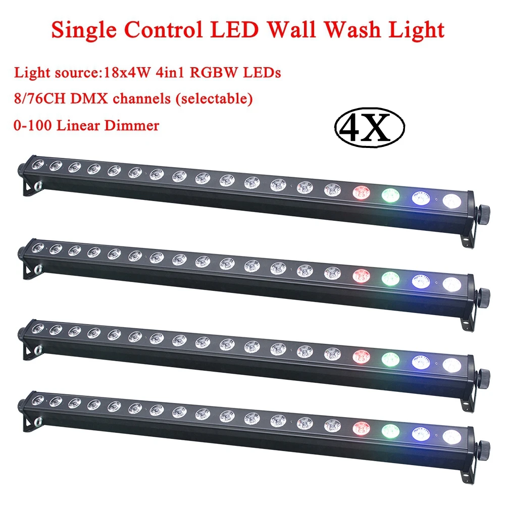 4Pcs/Lot LED Bar Light RGBW 4in1 Color 18x4W Single control LED Wall Wash Lights Perfect For Stage Party Wedding Events Lighting
4Pcs/Lot LED Bar Light RGBW 4in1 Color 18x4W Single control LED Wall Wash Lights Perfect For Stage Party Wedding Events Lighting