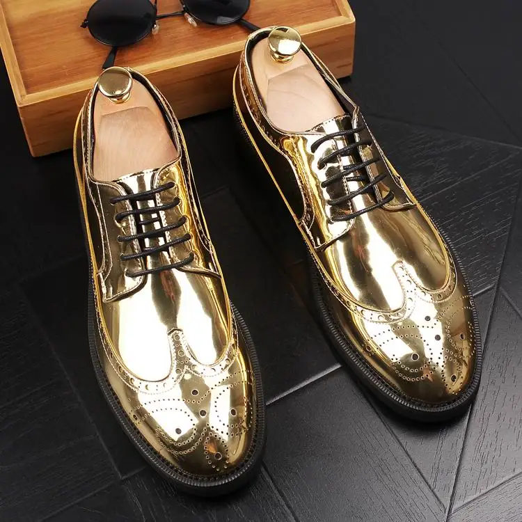 Luxury Gold Men Brogue Shoes Round Toe Fashion Black Patent Leather Business Leisure Wedding Party Show Zapatos 38-46 ERRFC
Luxury Gold Men Brogue Shoes Round Toe Fashion Black Patent Leather Business Leisure Wedding Party Show Zapatos 38-46 ERRFC