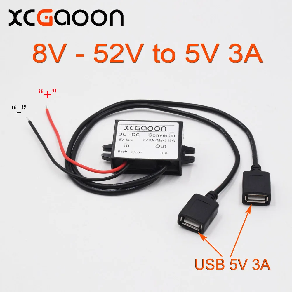 Автомобильный преобразователь XCGaoon двойной 2 USB модуль кабель вход постоянный ток