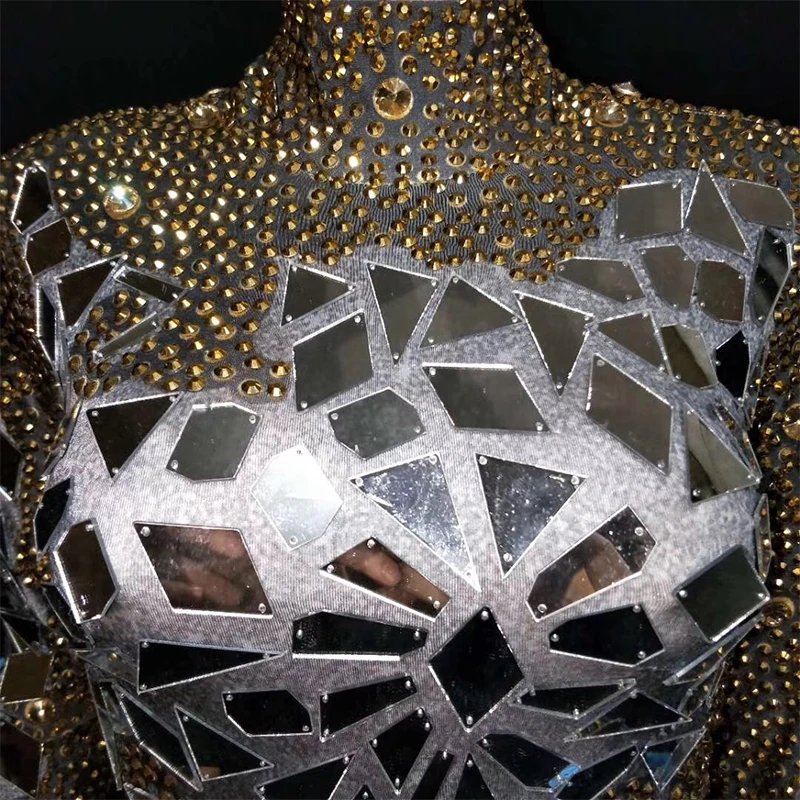 Gold Rhinestones Flashing Mirrors Bodysuit Women Birthday Prom Nightclub Celebrate Party Bar Suit Dance Show Sexy Jumpsuit DT508
Gold Rhinestones Flashing Mirrors Bodysuit Women Birthday Prom Nightclub Celebrate Party Bar Suit Dance Show Sexy Jumpsuit DT508