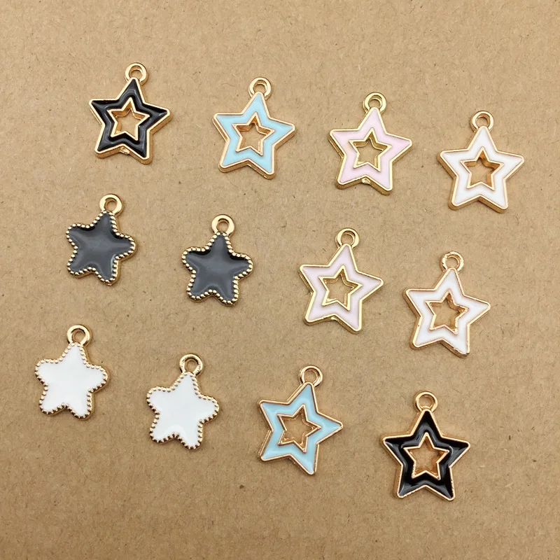 10pcs DIY fashion metal enamel hollowed out hollow star charms bracelet pendants for necklace earring jewelry making material | Украшения и