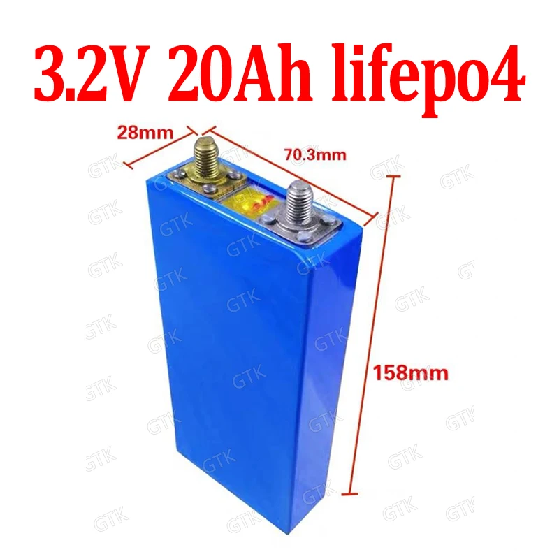 GTK Lifepo4 3.2v 20Ah lithium battery deep cycle for diy 12V 24V 40Ah electric bicycle scooter House hold electric supplies RV
GTK Lifepo4 3.2v 20Ah lithium battery deep cycle for diy 12V 24V 40Ah electric bicycle scooter House hold electric supplies RV