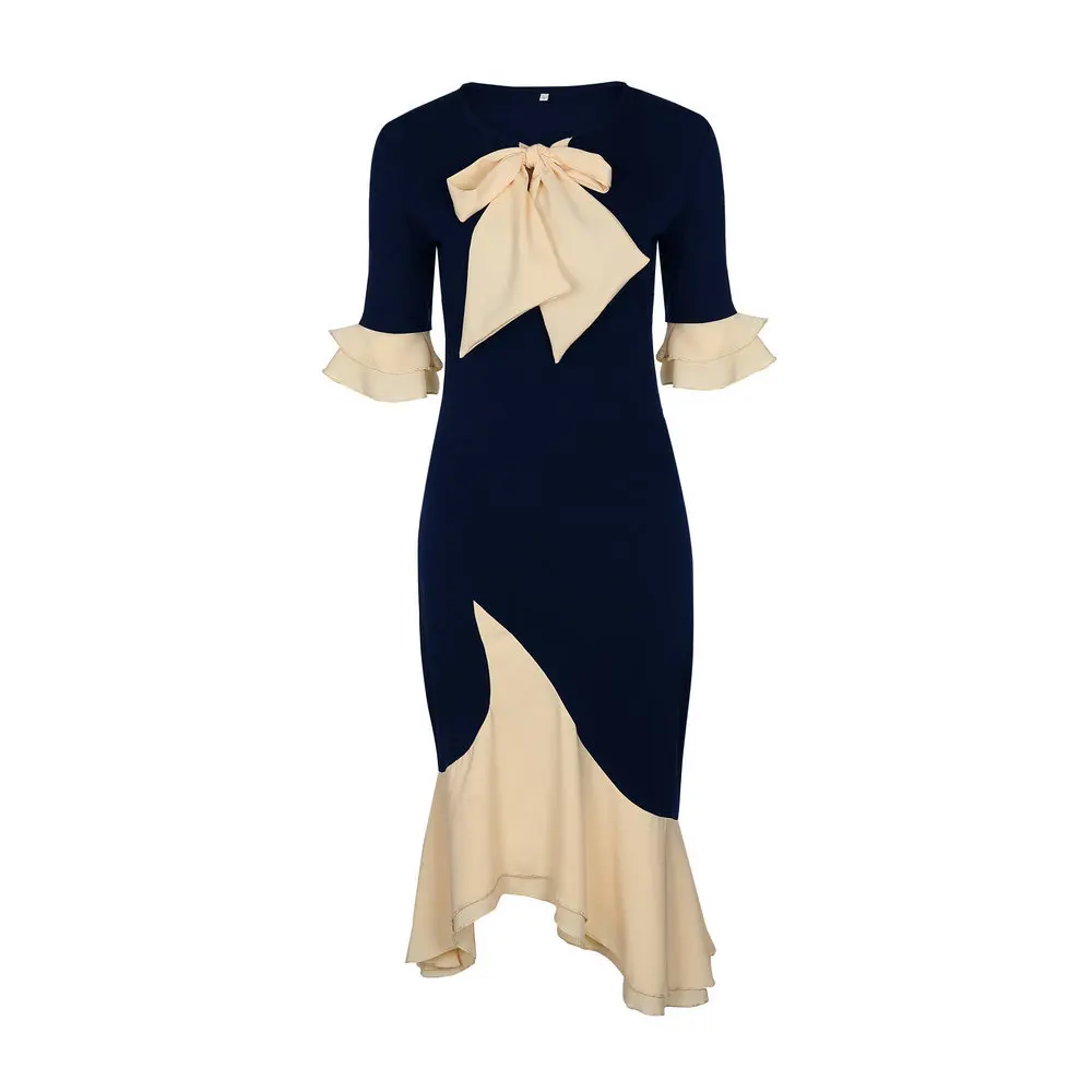 Womens Dress Elegant Sexy Tie Knot Bow Lace Stitching Waist Dresses Fashion Party Patchwork Dress Ruffle Neck Vintage Dress
Womens Dress Elegant Sexy Tie Knot Bow Lace Stitching Waist Dresses Fashion Party Patchwork Dress Ruffle Neck Vintage Dress
