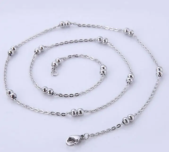 Заводская цена, оптовая продажа, 100 шт./лот, тонкая цепь из нержавеющей стали с бусинами, Женское Ожерелье, фиксирующая подвеска 
Заводская цена, оптовая продажа, 100 шт./лот, тонкая цепь из нержавеющей стали с бусинами, Женское Ожерелье, фиксирующая подвеска