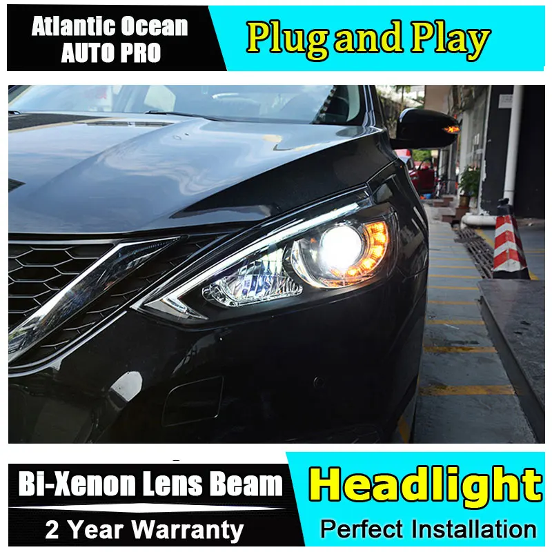 Автозапчасти светодиодный льная светодиодная фара для Nissan Sylphy Sentra 2015 drl H7 hid