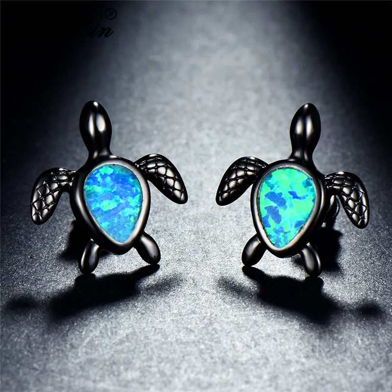 2019 Fashion Female Small Sea Turtle Earrings Boho Blue White Fire Opal Wedding Earrings Black Gold Stud Earrings For Women
2019 Fashion Female Small Sea Turtle Earrings Boho Blue White Fire Opal Wedding Earrings Black Gold Stud Earrings For Women