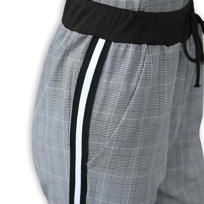 2 Piece set women Side striped plaid print drawstring casual pants set Two piece tracksuits Summer 2019 Tops and pants outfits
2 Piece set women Side striped plaid print drawstring casual pants set Two piece tracksuits Summer 2019 Tops and pants outfits