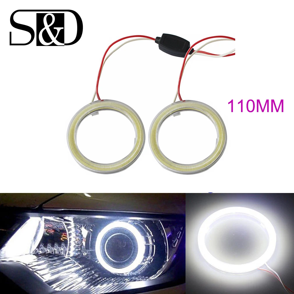 1Pair White 110MM COB Car LED Angel Eyes DRL Daytime Running Headlight Halo Ring Driving Lamp Auto Blub with Cover 81 Chips 12V
1Pair White 110MM COB Car LED Angel Eyes DRL Daytime Running Headlight Halo Ring Driving Lamp Auto Blub with Cover 81 Chips 12V