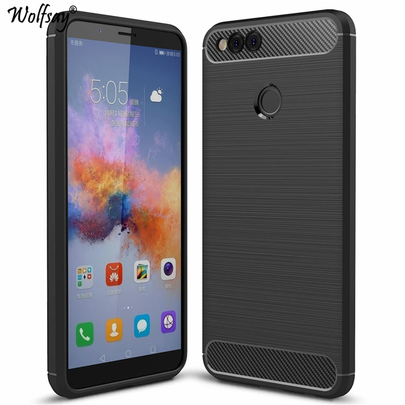 Wolfsay Case Huawei Honor 7X Cover sFor Funda Soft TPU Brush Rugged Armor Phone Coque! |