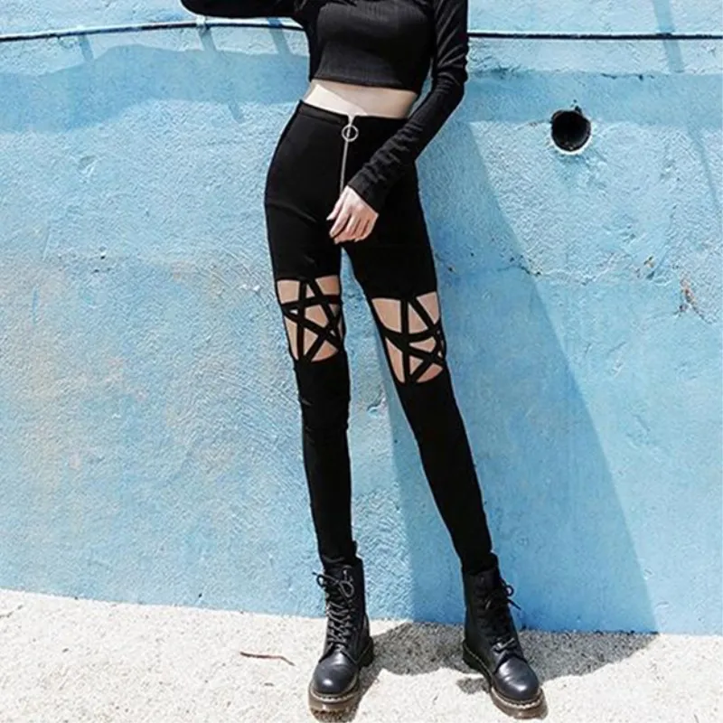 Novelty Women Pants Hollow Out Pentagram Pencil Pants Black Pants Pantalones Mujer Slim Casual Female Stretch Trousers
Novelty Women Pants Hollow Out Pentagram Pencil Pants Black Pants Pantalones Mujer Slim Casual Female Stretch Trousers