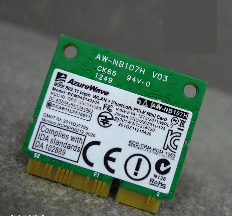 Wholesale Original New For Broadcom BCM943142HM Wifi +4.0 For Bluetooth Half Mini PCI-E 802.11 B/g/n 300Mbps Wireless Card
Wholesale Original New For Broadcom BCM943142HM Wifi +4.0 For Bluetooth Half Mini PCI-E 802.11 B/g/n 300Mbps Wireless Card