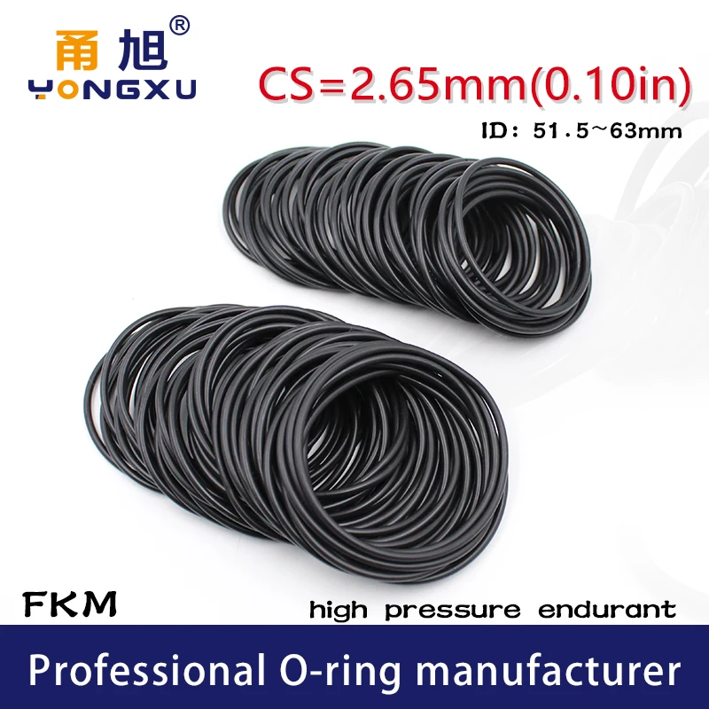 Fluorine rubber Ring FKM O-ring Seal CS2.65mm ID51.5/53/54.5/56/58/60/61.5/63*2.65mmm ORing Gasket Oil Ring Fuel Sealing Washer
Fluorine rubber Ring FKM O-ring Seal CS2.65mm ID51.5/53/54.5/56/58/60/61.5/63*2.65mmm ORing Gasket Oil Ring Fuel Sealing Washer