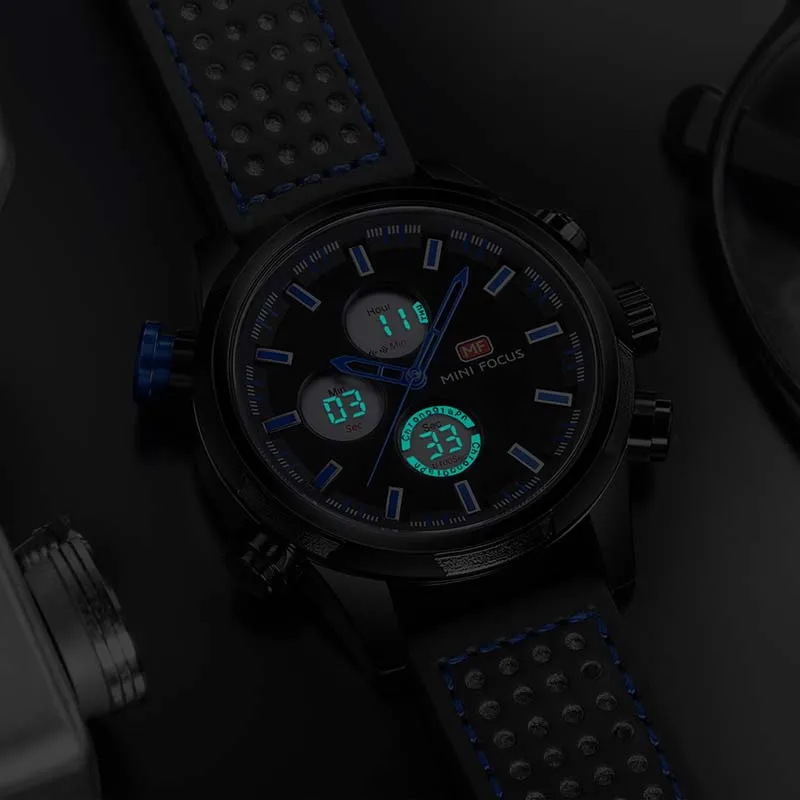 

MINIFOCUS Luxury Brand Men Analog Digital Leather Sports Watches Men's Army Military Watch Man Quartz Clock Relogio Masculino