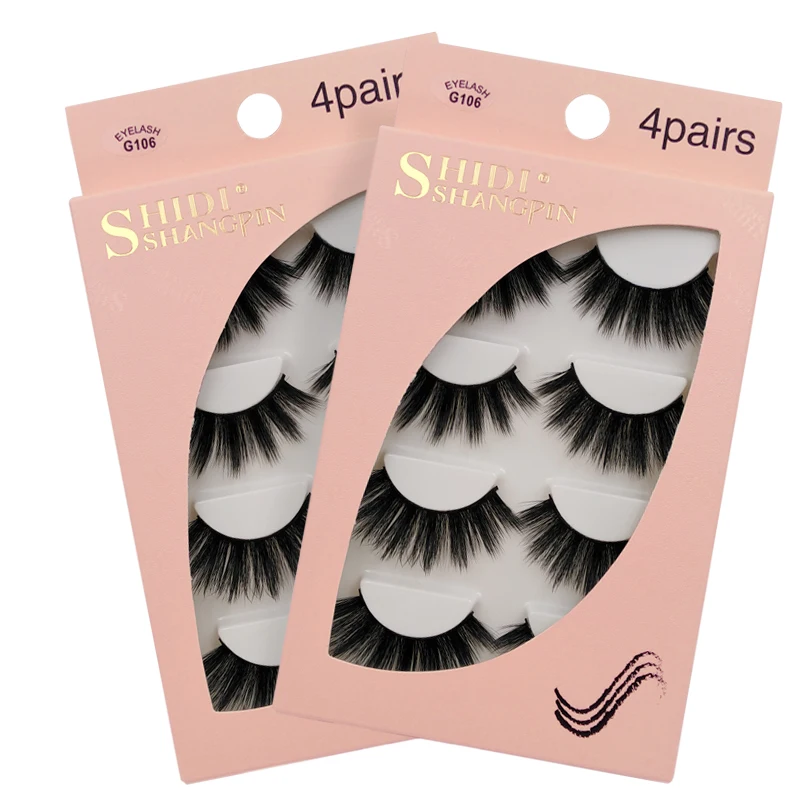 SHIDISHANGPIN Black Natural 3D False Eyelashes 4 Pairs Make up Full Strip Lashes Reusable Handmade Cross Fake Eye Lashes # G100
SHIDISHANGPIN Black Natural 3D False Eyelashes 4 Pairs Make up Full Strip Lashes Reusable Handmade Cross Fake Eye Lashes # G100