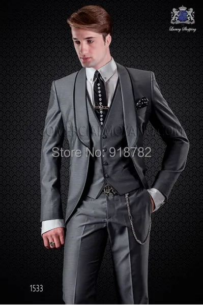 2017 Bespoke Mens Italian Suits Slim Fit Shiny Grey Men Wedding Suit Groom Tuxedos For Men Groomsmen Prom Suits 3 Pieces
2017 Bespoke Mens Italian Suits Slim Fit Shiny Grey Men Wedding Suit Groom Tuxedos For Men Groomsmen Prom Suits 3 Pieces