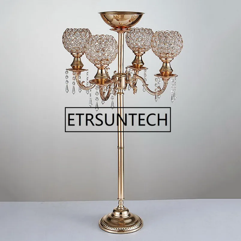 10PCS/LOT Metal Gold Candle Holders 89CM 5-Arms With Crystals Stand Pillar Candlestick For Wedding Portavelas Candelabra
10PCS/LOT Metal Gold Candle Holders 89CM 5-Arms With Crystals Stand Pillar Candlestick For Wedding Portavelas Candelabra