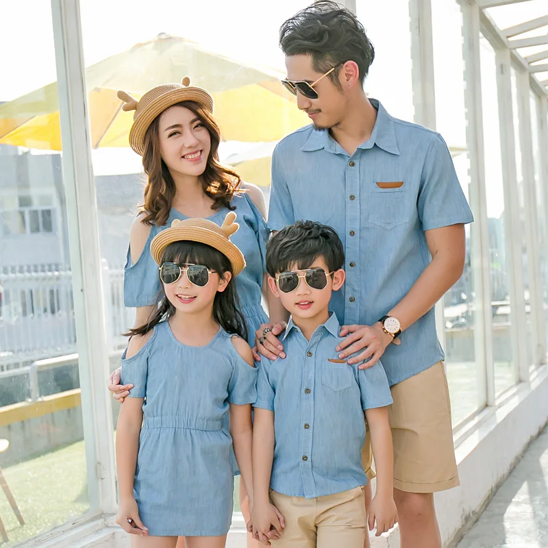 Family Matching Clothes Father Mother Daughter Son Mommy And Me Dress Couple Family Look Denim Jeans Shirt Women Wear Outfit Set
Family Matching Clothes Father Mother Daughter Son Mommy And Me Dress Couple Family Look Denim Jeans Shirt Women Wear Outfit Set