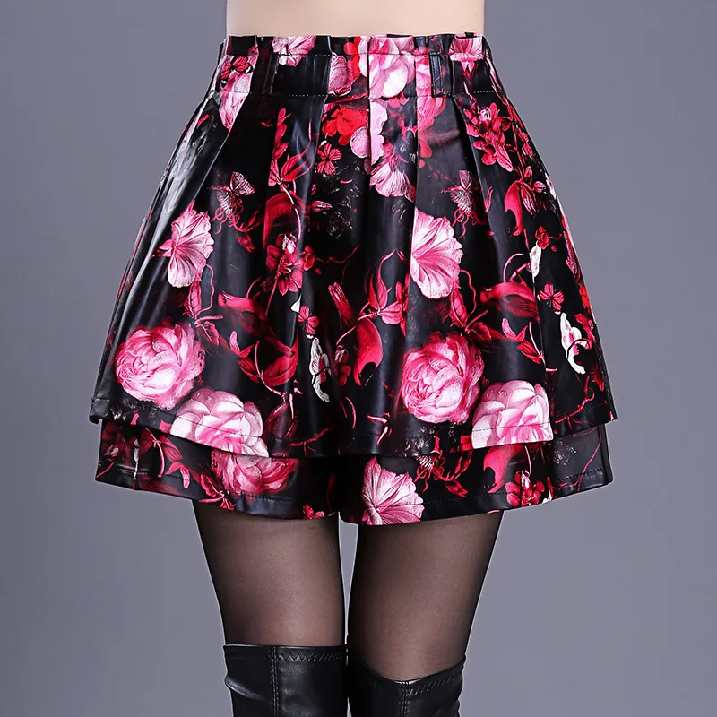 Winter Autumn Fashion Women Elastic High Waist Floral Pattern Skirt Shorts , Fall 4xl Pu Leather Wide Leg Loose Shorts For Woman
Winter Autumn Fashion Women Elastic High Waist Floral Pattern Skirt Shorts , Fall 4xl Pu Leather Wide Leg Loose Shorts For Woman