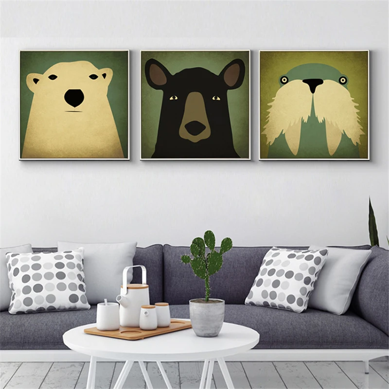 HAOCHU Cool Face Animals Print Polar Bear Sea Lion Triptych Poster Nordic Wall Picture Kids Room Home Decor Canvas Painting
HAOCHU Cool Face Animals Print Polar Bear Sea Lion Triptych Poster Nordic Wall Picture Kids Room Home Decor Canvas Painting