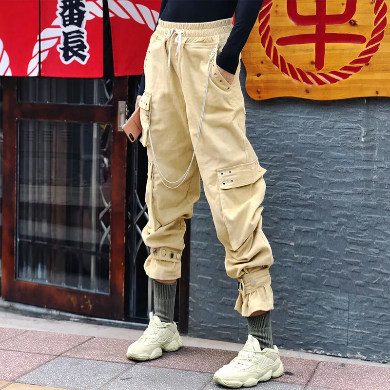 Hip-hop personality overalls 2018 autumn and winter new fashion multi-pocket lace-up corduroy casual pants women
Hip-hop personality overalls 2018 autumn and winter new fashion multi-pocket lace-up corduroy casual pants women