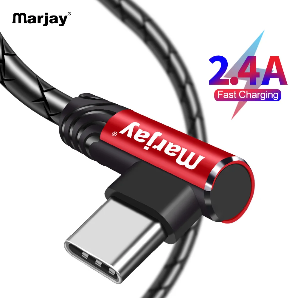 Фото Кабель USB Type C Marjay кабель для быстрой зарядки и передачи данных 90 градусов 2 4 А Samsung