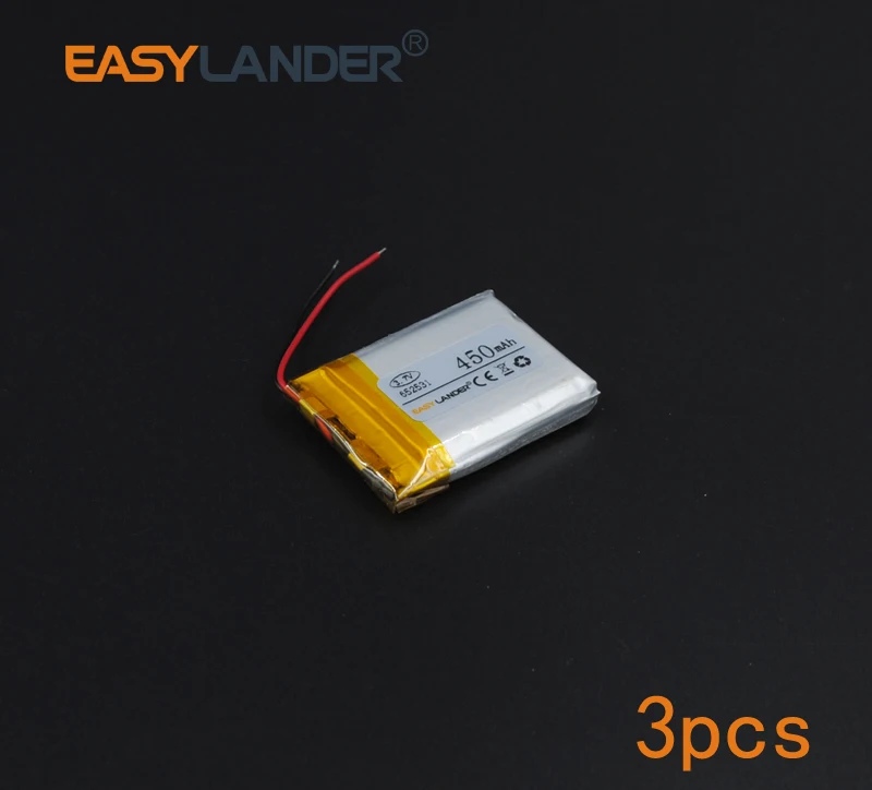 3pcs/Lot 3.7V 450mAh Rechargeable li Polymer Li-ion Battery For bluetooth headset mp3 MP4 speaker mouse recorder watch 652531
3pcs/Lot 3.7V 450mAh Rechargeable li Polymer Li-ion Battery For bluetooth headset mp3 MP4 speaker mouse recorder watch 652531