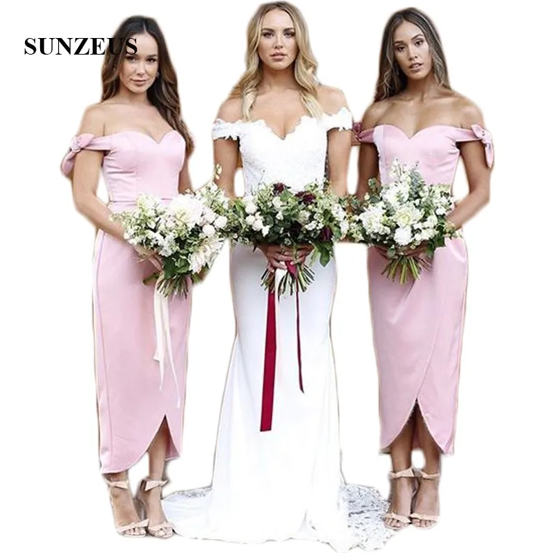 Ankle Length Satin Bridesmaid Dresses Sweetheart Off the Shoulder Bow Charming Wedding Party Dress Front Slit Prom Gowns SBD50
Ankle Length Satin Bridesmaid Dresses Sweetheart Off the Shoulder Bow Charming Wedding Party Dress Front Slit Prom Gowns SBD50