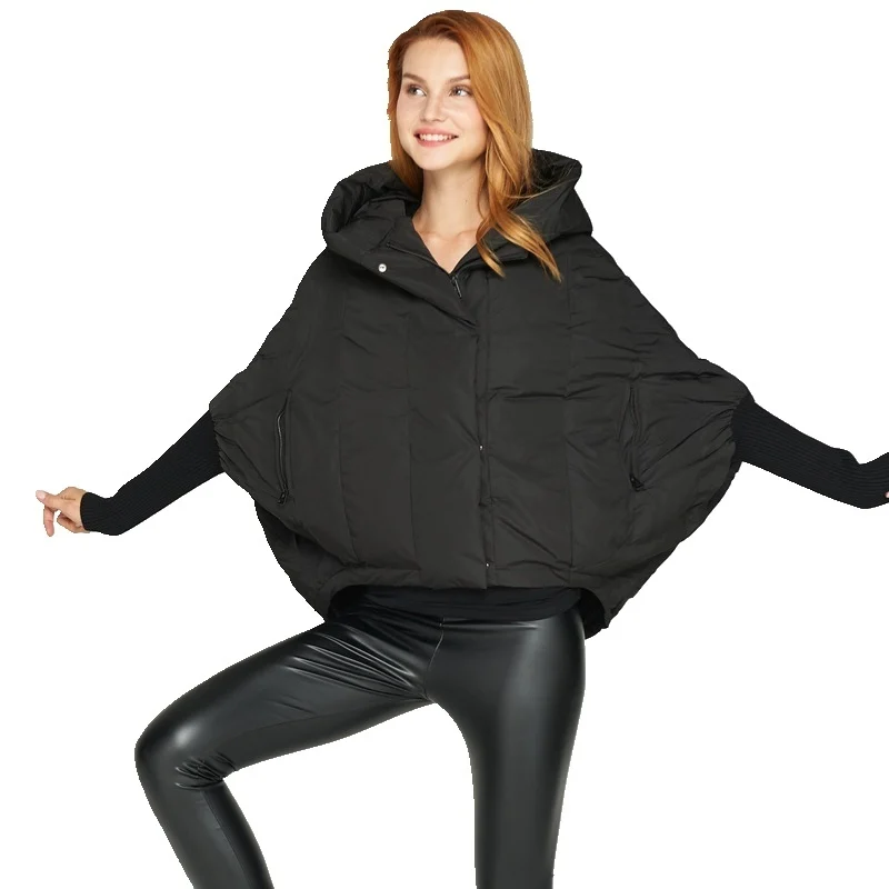 Down jacket hooded for winter loose down coat fashion short bat sleeved cloak hooded down jacket women winter EF6688
Down jacket hooded for winter loose down coat fashion short bat sleeved cloak hooded down jacket women winter EF6688