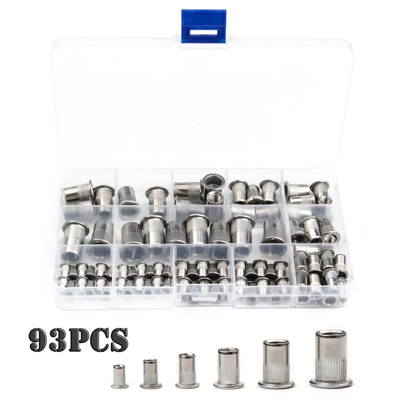 ZENHOSIT 93 PCS Stainless Steel Flat Head Rivet Nuts Set M3 M4 M5 M6 M8 M10 Insert Reveting Multi Size Rivet Nuts
ZENHOSIT 93 PCS Stainless Steel Flat Head Rivet Nuts Set M3 M4 M5 M6 M8 M10 Insert Reveting Multi Size Rivet Nuts