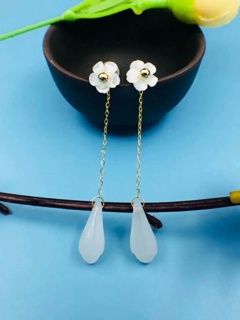 SHILOVEM 18k yellow gold real Natural white Jasper drop earring fine Jewelry women wedding Christmas gift new lpe023hy
SHILOVEM 18k yellow gold real Natural white Jasper drop earring fine Jewelry women wedding Christmas gift new lpe023hy