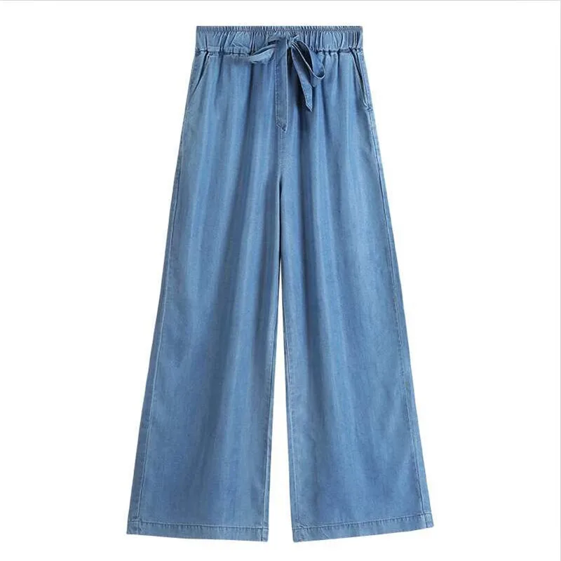 Women Summer Thin Denim Long Pants Casua Loose Vintage Straight Pants Wide belt Drawstring Jeans
Women Summer Thin Denim Long Pants Casua Loose Vintage Straight Pants Wide belt Drawstring Jeans