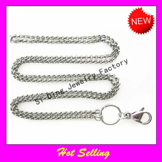 

Newest 24 inches stainless steel silver rolo chain floating locket chains and necklace memory locket chain