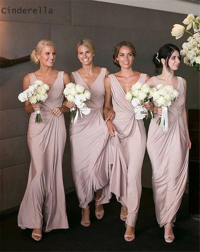 Cinderella Lovely Pink V-Neck Sleeveless A-Line Elastic Satin Bridesmaid Gown Hot Zipper Back Silk Satin Bridesmaid Dresses
Cinderella Lovely Pink V-Neck Sleeveless A-Line Elastic Satin Bridesmaid Gown Hot Zipper Back Silk Satin Bridesmaid Dresses