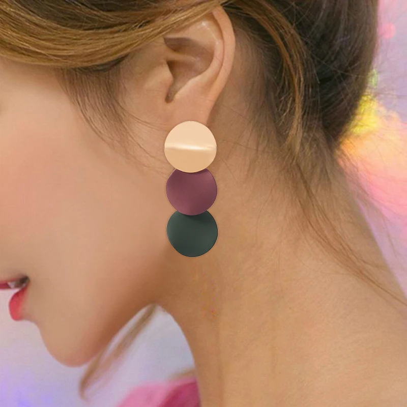 

HOCOLE 2019 Fashion Metal Drop Earrings For Women Geometric Unique Round Hanging Dangle Earring Statement Female Party Jewelry