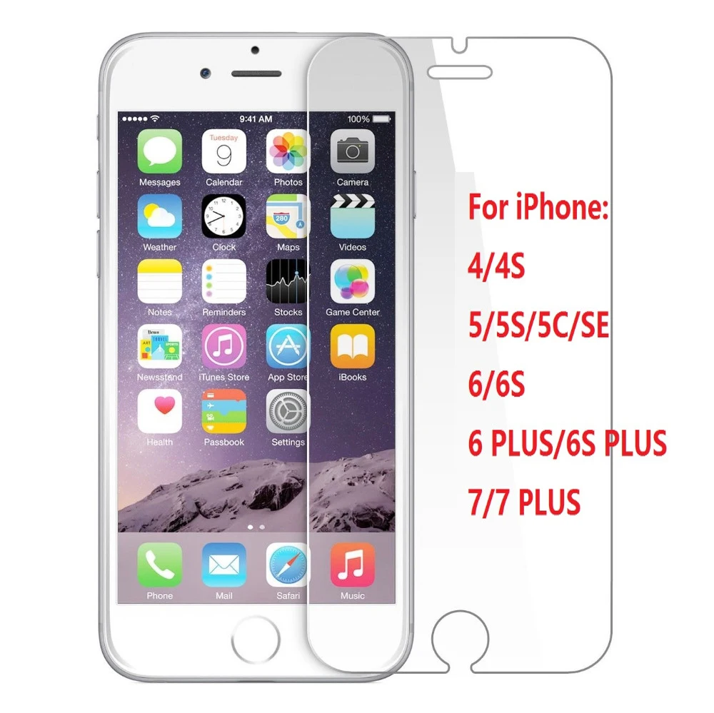 HD Прозрачная закаленная стеклянная пленка для Alppe iPhone 7 6 Plus 6s 5 5s SE 5c 4 4s Защитная