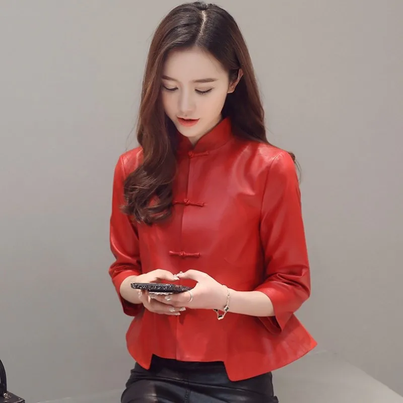 Folk Genuine Leather Short Jacket Women Mandarin Collar Chinese Style OL Real Leather Coat Single Breasted Chaqueta Mujer Coats
Folk Genuine Leather Short Jacket Women Mandarin Collar Chinese Style OL Real Leather Coat Single Breasted Chaqueta Mujer Coats