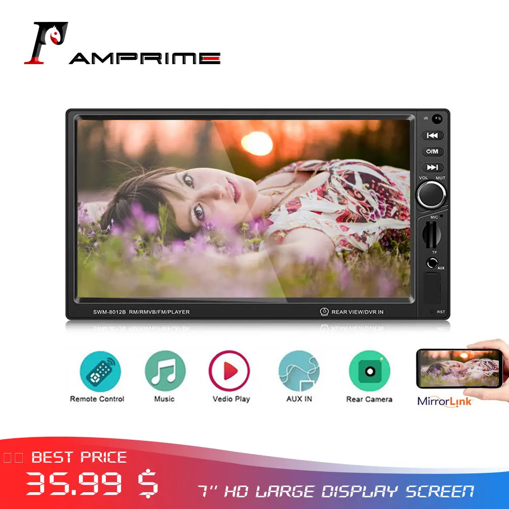 AMPrime автомобильный мультимедийный плеер Радио 7 "HD Сенсорный экран 2 Дин MP4 MP5