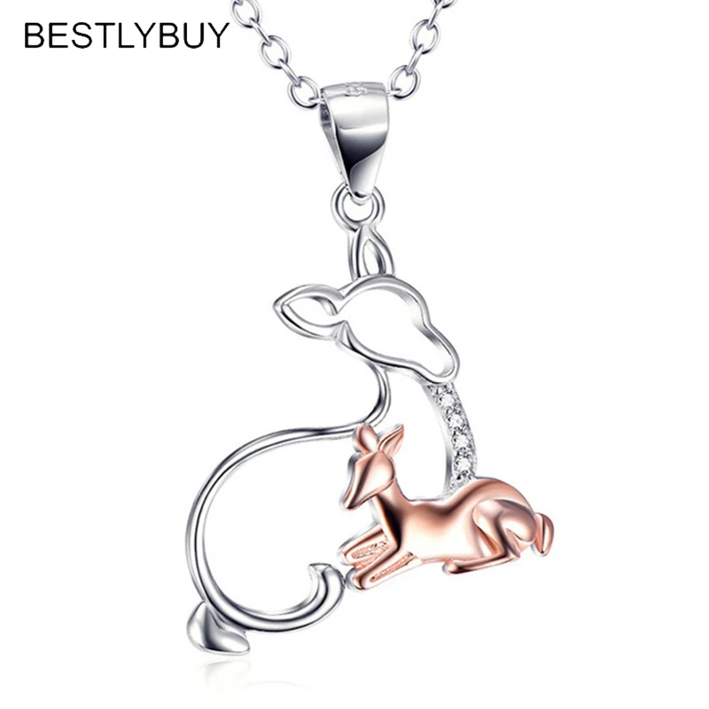 BESTLYBUY Genuine 925 Sterling Silver Mother & Baby Deer Animal Pendant Necklaces for Women Luxury Jewelry Brincos
BESTLYBUY Genuine 925 Sterling Silver Mother & Baby Deer Animal Pendant Necklaces for Women Luxury Jewelry Brincos