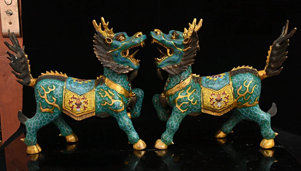 christmas 14" Chinese Fegn Shui Bronze Gilt Cloisonne Evil Dragon Kylin Beast Pair Statue new Year
christmas 14" Chinese Fegn Shui Bronze Gilt Cloisonne Evil Dragon Kylin Beast Pair Statue new Year