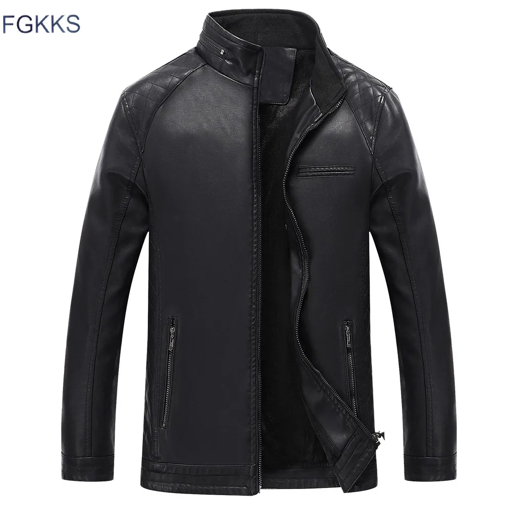 FGKKS New Winter Men's Faux Leather Jacket Washed Fleece Lined Motorcycle Stand Collar Fashion Jacket Casual Coat Male
FGKKS New Winter Men's Faux Leather Jacket Washed Fleece Lined Motorcycle Stand Collar Fashion Jacket Casual Coat Male