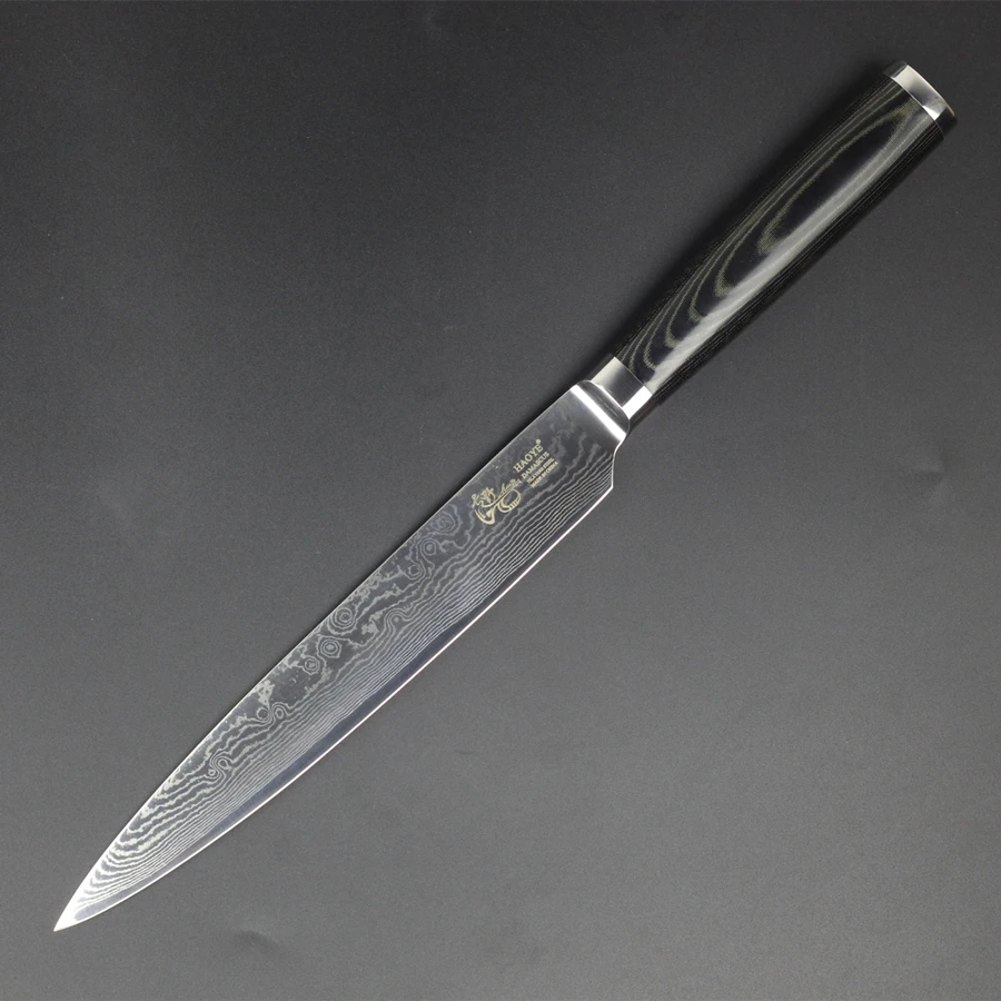 

HAOYE 8 дюймов дамасский нож для нарезки японские vg10 Стальные Кухонные ножи Мясницкий g10 Ручка для суши Филейный Нож для рыбы роскошный новый