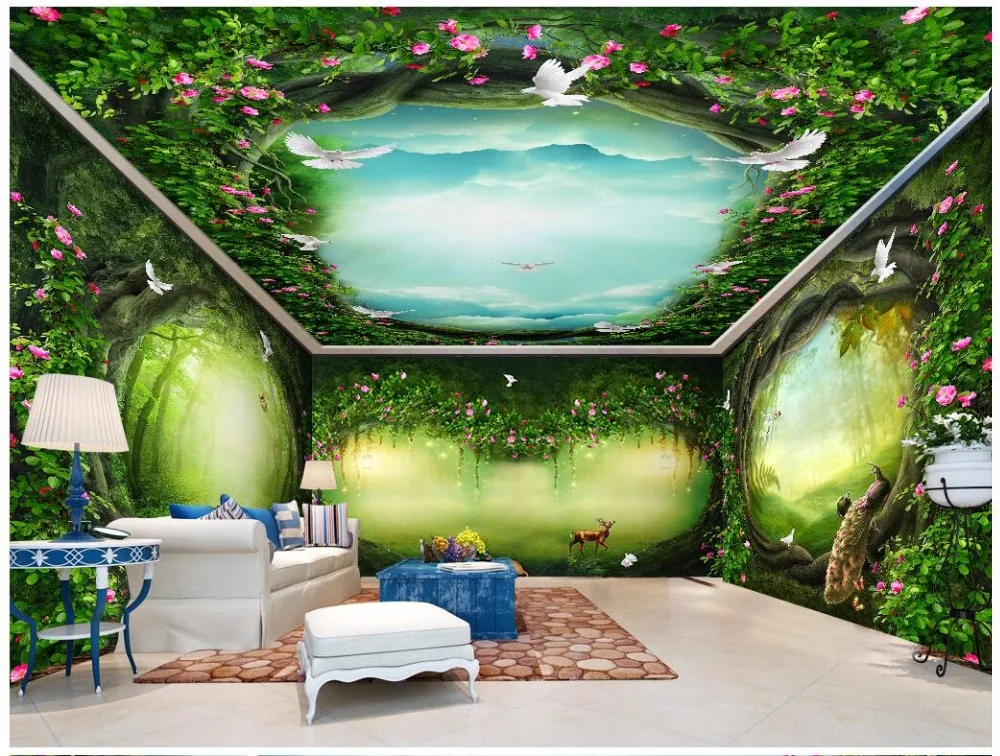

Пользовательские фото 3d обои для комнаты мечта сказочный лес дом телевизор диван фон стены 3d Настенная Обои для стены 3 d