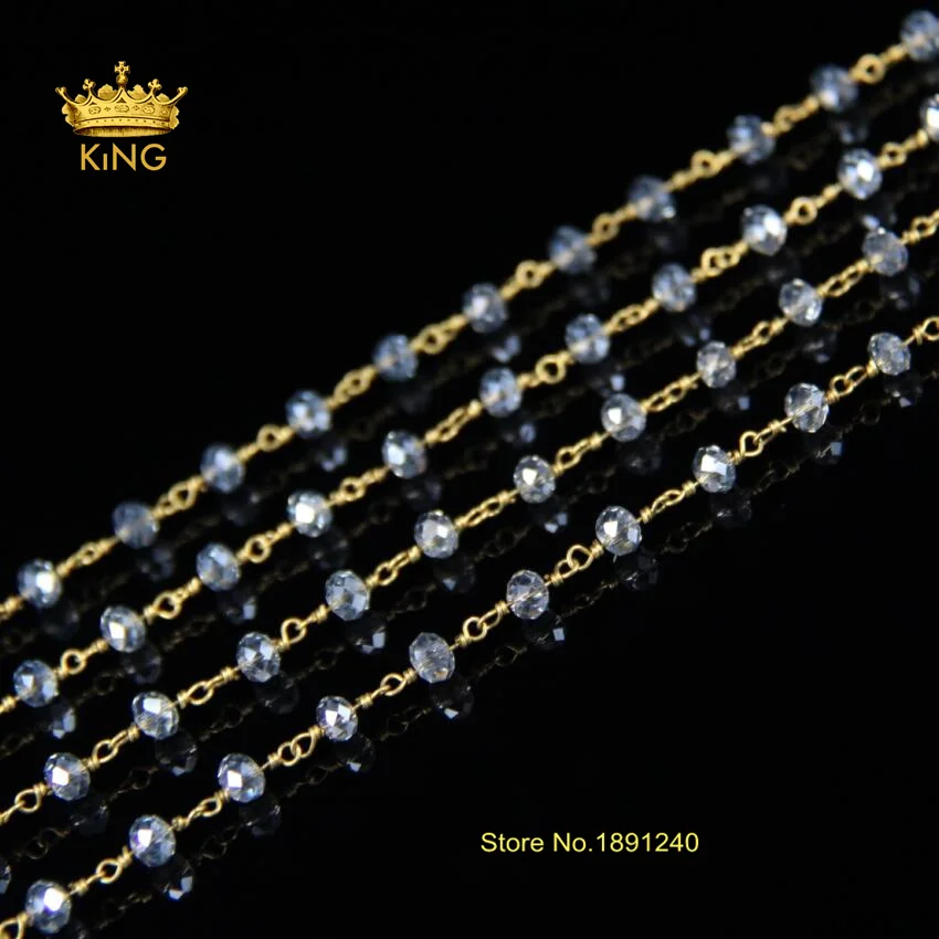 DIY Bronze Plated and Transparent Clear Grey Blue Color Wire Wrapped Beaded Rosary Chain Faceted Crystal Beads Chain LS032
DIY Bronze Plated and Transparent Clear Grey Blue Color Wire Wrapped Beaded Rosary Chain Faceted Crystal Beads Chain LS032
